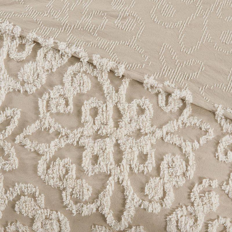 Emberly Tufted 100% Cotton Sateen Coverlet Set in Farmhouse Style