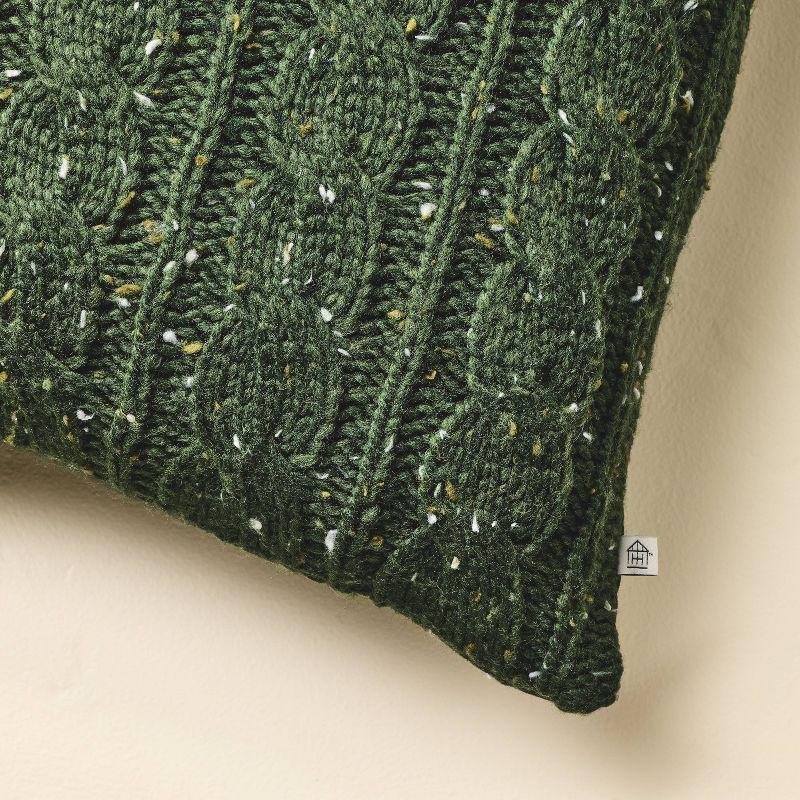 18"x18" Confetti Fleck Cable Knit Square Throw Pillow Dark Green - Hearth & Hand™ with Magnolia: Christmas Decor, OEKO-TEX Certified
