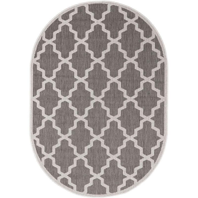 Nuloom Gina Trellis Oval 5x8 Indoor/Outdoor Area Rug for Living Room Patio Deck Front Porch Kitchen, Grey/Beige