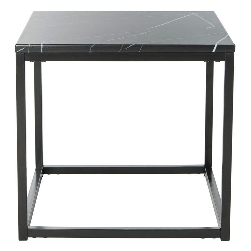 Baize Black Marble and Metal Square End Table