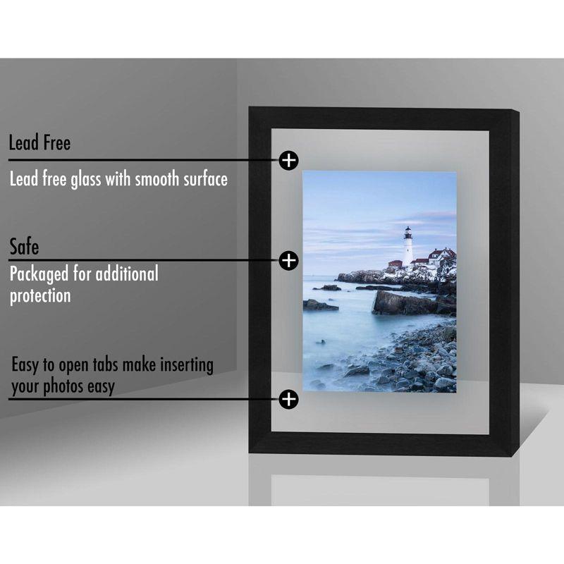 Americanflat Black Floating Picture Frame | Displays Any Size Photo up to 8.5 x 11 Inches. Lead Free Glass. Hanging Hardware Included!