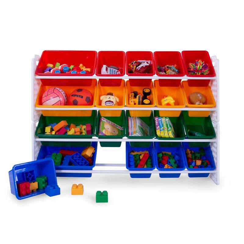 UNiPLAY Toy Organizer With 20 Removable Storage Bins and Block Play Panel, Multi-Size Bin Organizer