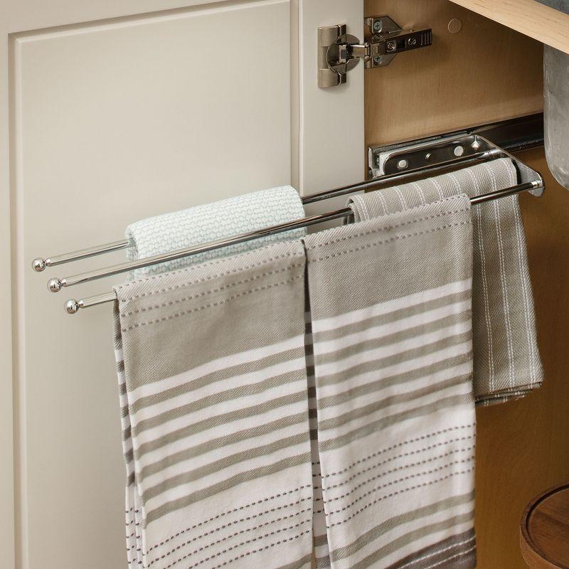 Chrome 3-Prong Wall Mounted Pullout Towel Bar