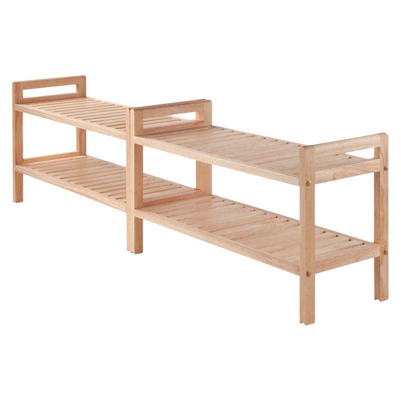 2pc Mercury Stackable Shoe Rack Set Natural - Winsome: Hardwood Organizer for Closet & Entryway