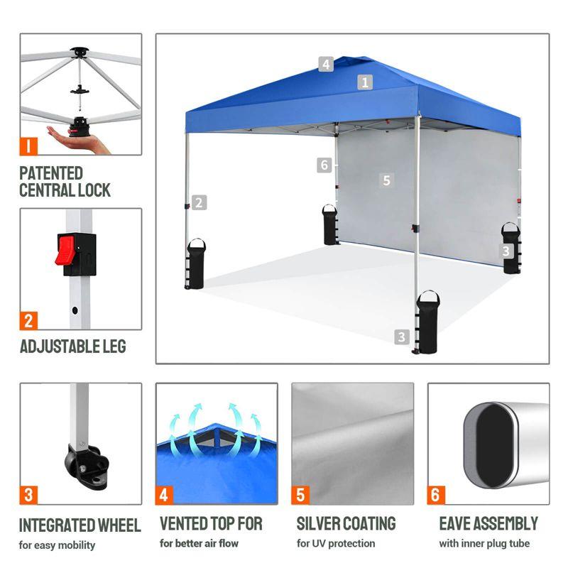 10x10 Recreational Centerlok Canopy & 1 Sidewall - Sto 'N Go, Silver Coated, 150D - RM100H-S1 American Flag