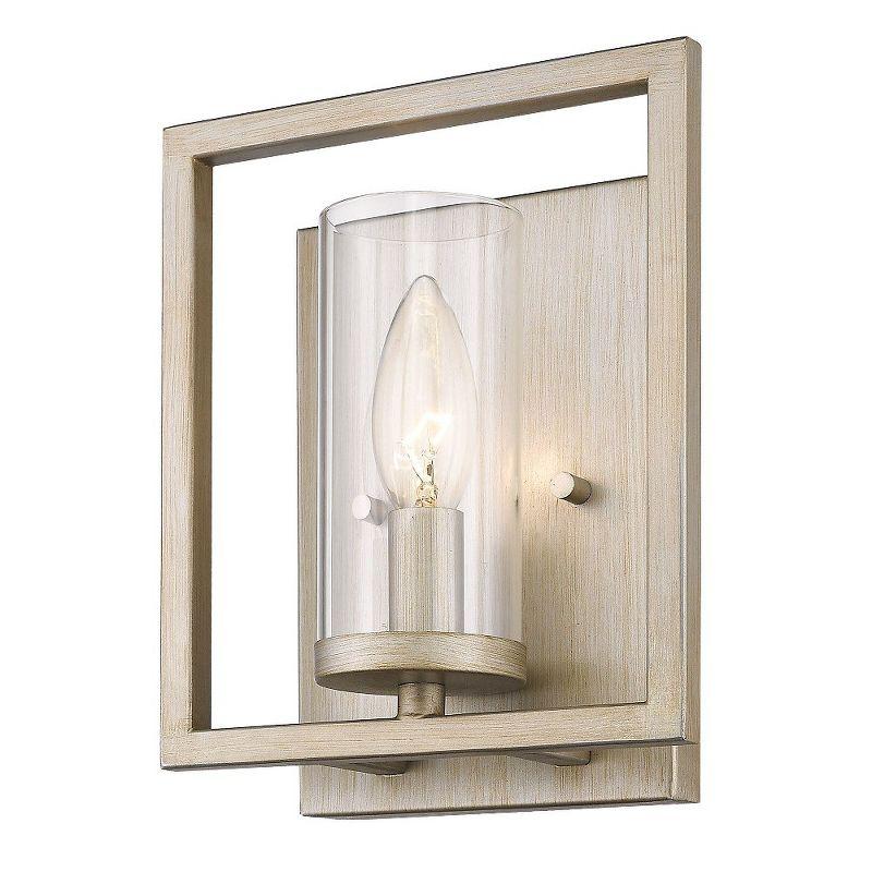 Golden Lighting Marco 1-Light Wall Sconce in White Gold with Clear Glass