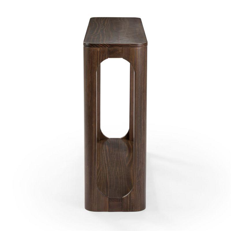 Plank+Beam 46" Forma Console Table, Solid Wood Rounded Edge Sofa Table with Storage Shelves, Narrow Entryway Table, Walnut