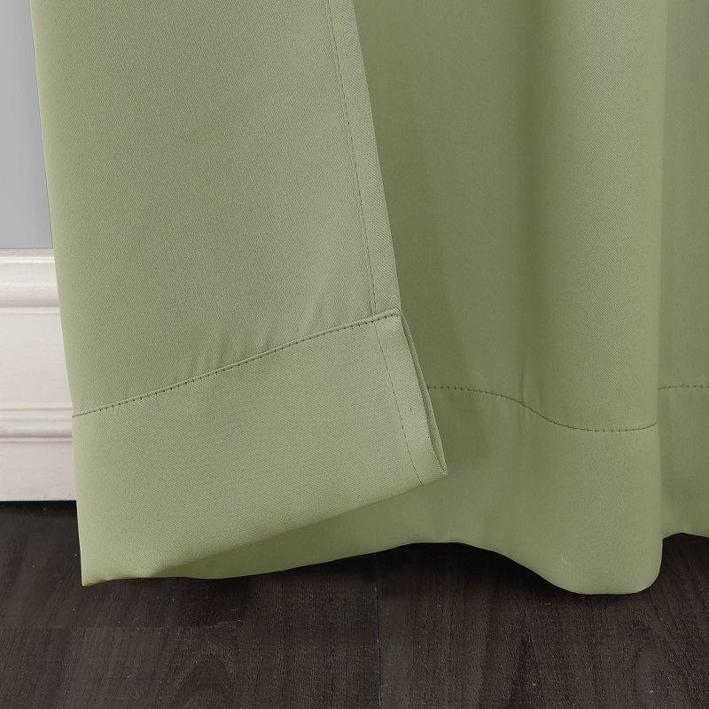 40"x84" Sun Zero Blackout Kenneth Energy Saving Grommet Curtain Panel Green: Modern Noise Reduction Twill