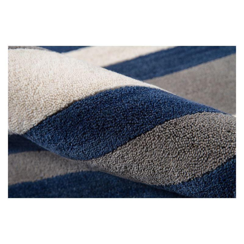 3'3"x5'3" Stripe Tufted Accent Rug Navy - Momeni: Contemporary Handmade Wool, Low Pile Indoor Rug, Canvas Backing