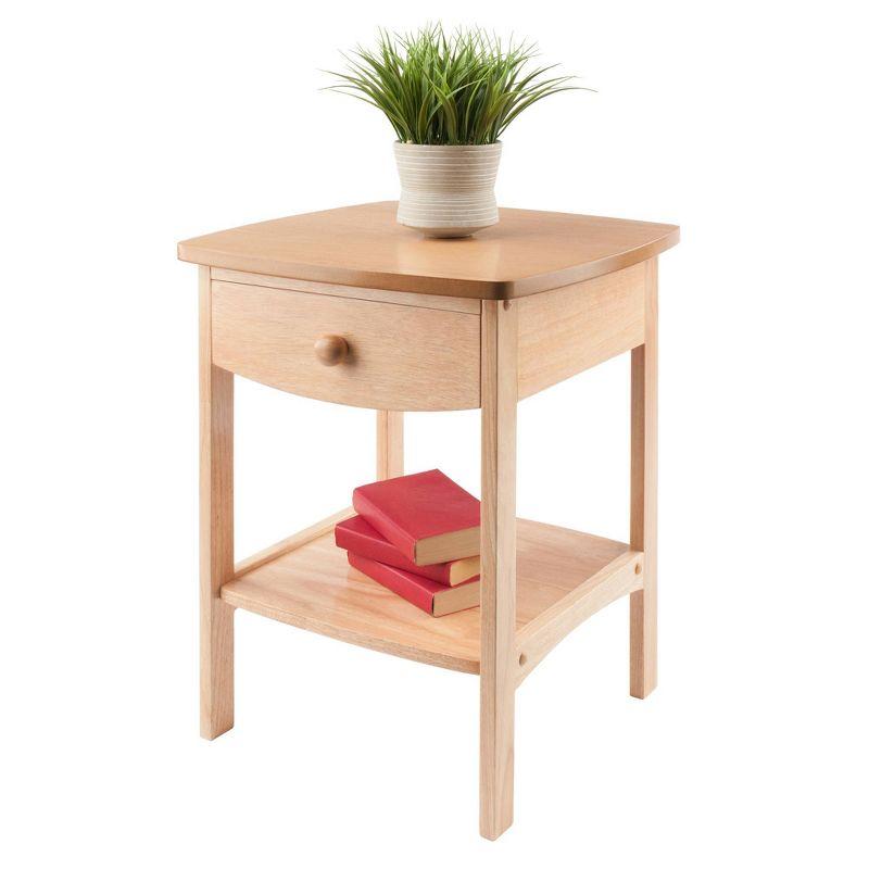 Winsome Claire Nightstand Accent Table Natural: Bedside Table with Storage Shelf, Wood Veneer Surface