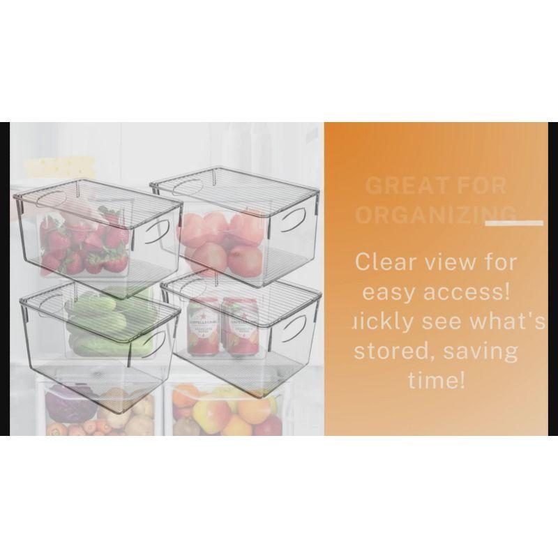 Sorbus Large Plastic Storage Bins with Lids - for Kitchen Organization, Pantry/Storage Organizers, Fridge Organizer - Clear Storage Bins (4 pack)