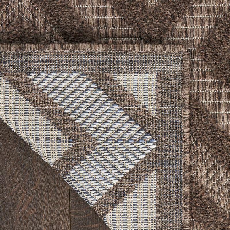 Nourison Versatile Diamond Geometric Flatweave Indoor Outdoor Area Rug Brown 5' x 7'
