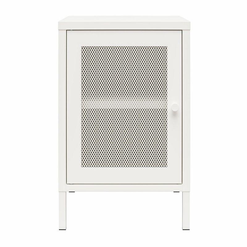 RealRooms Shadwick 1 Door Metal Living Room End Table with Perforated Metal Mesh Door