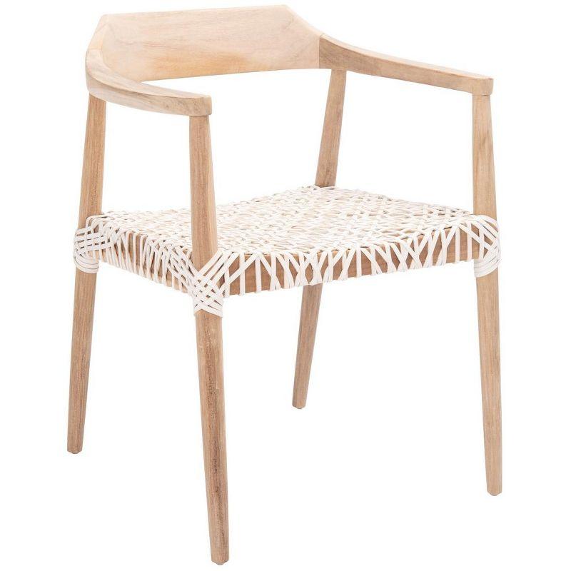 Munro Leather Woven Accent Chair - ACH1005 - Natural/White - Safavieh