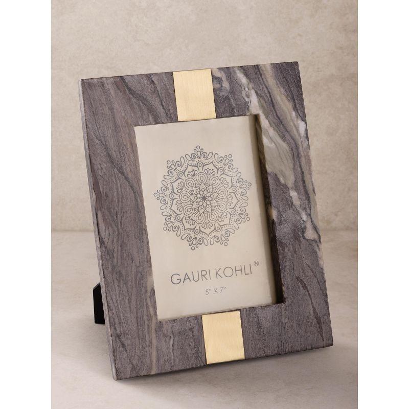 Gray Marble and Gold Embellished Tabletop Picture Frame