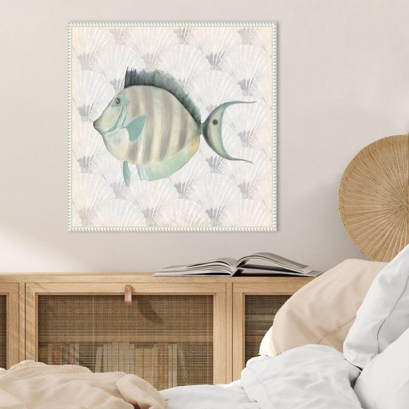 Amanti Art Neutral Vintage Fish I by Elizabeth Medley Canvas Wall Art Print Framed 22 x 22-in.