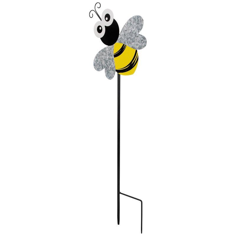 Northlight Bee Metal Outdoor Garden Stake - 23" - Black and Yellow