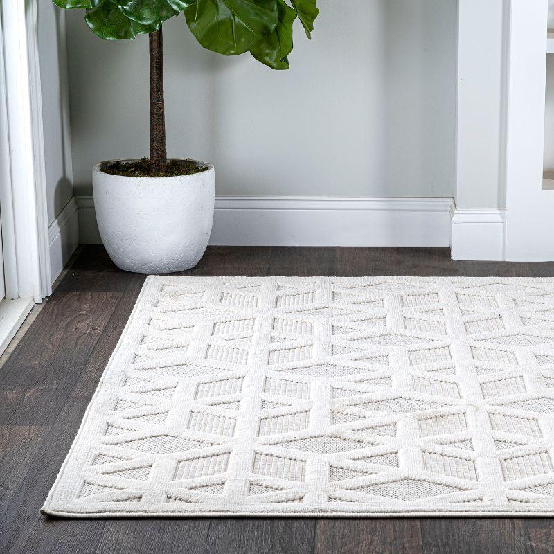 Talaia Neutral Geometric Indoor/Outdoor Area Rug - JONATHAN Y