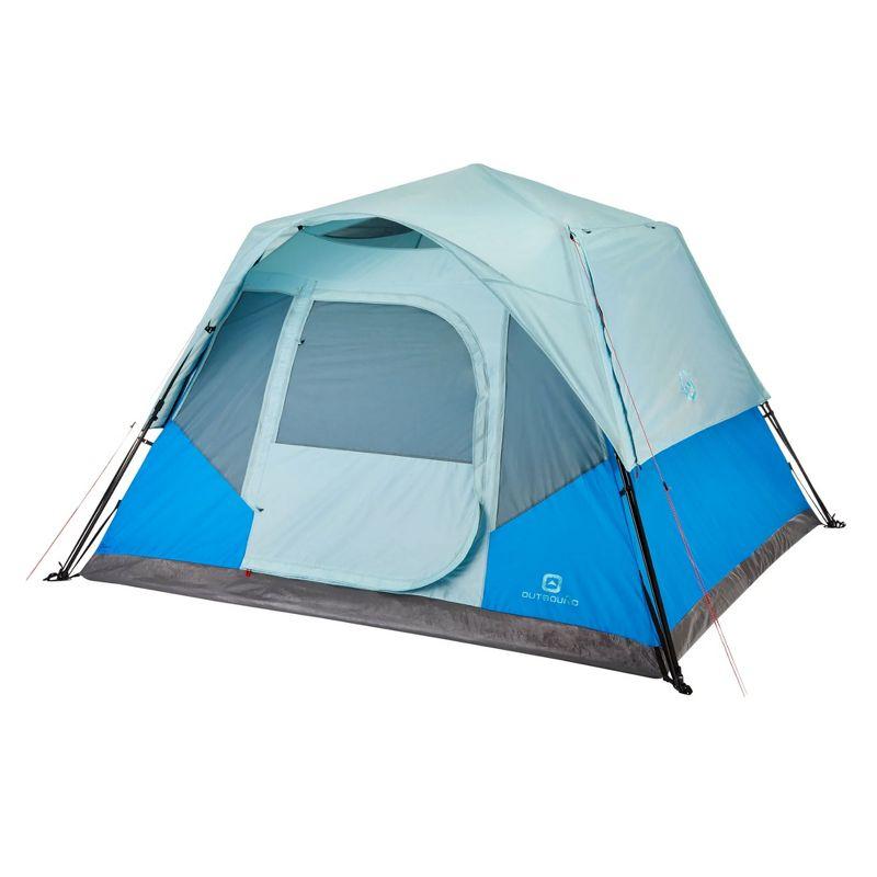 Outbound QuickCamp 6 Person 3 Season Lightweight Cabin Style Tent with a Heavy Duty 600 mm Coated Rainfly, Front Canopy, and Carry Bag, Blue