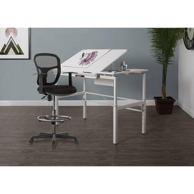 Riviera Drafting Chair - Black: Mesh Back, Adjustable Height, Footring, Home Office & Studio Comfort