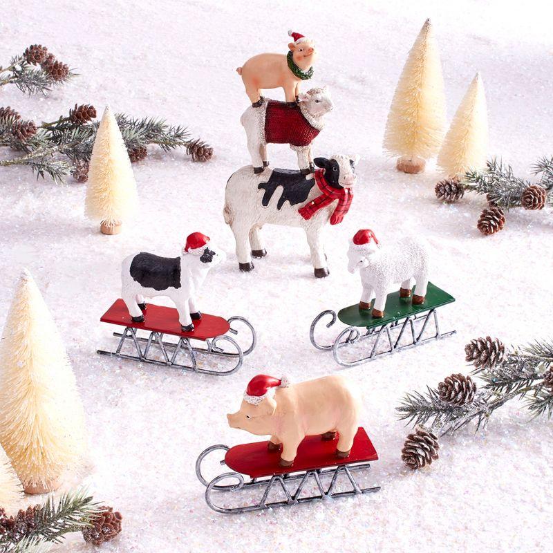 The Lakeside Collection Christmas Animal Figurine - Barn Shelf Sitter Rustic Farmhouse Decor