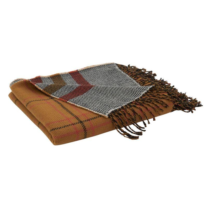 Design Imports 50"x60" Reversible Plaid Throw Blanket Rust : 20x20 Inch Polyester, Machine Washable Cloth Napkins