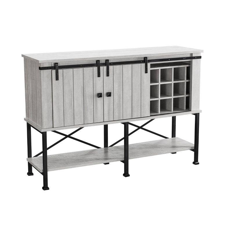 52" Wood Bar Cabinet with Sliding Door Saw Cut Off White - Home Essentials