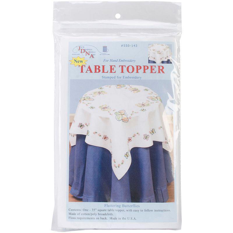 White Poly-Cotton Fluttering Butterflies Table Topper