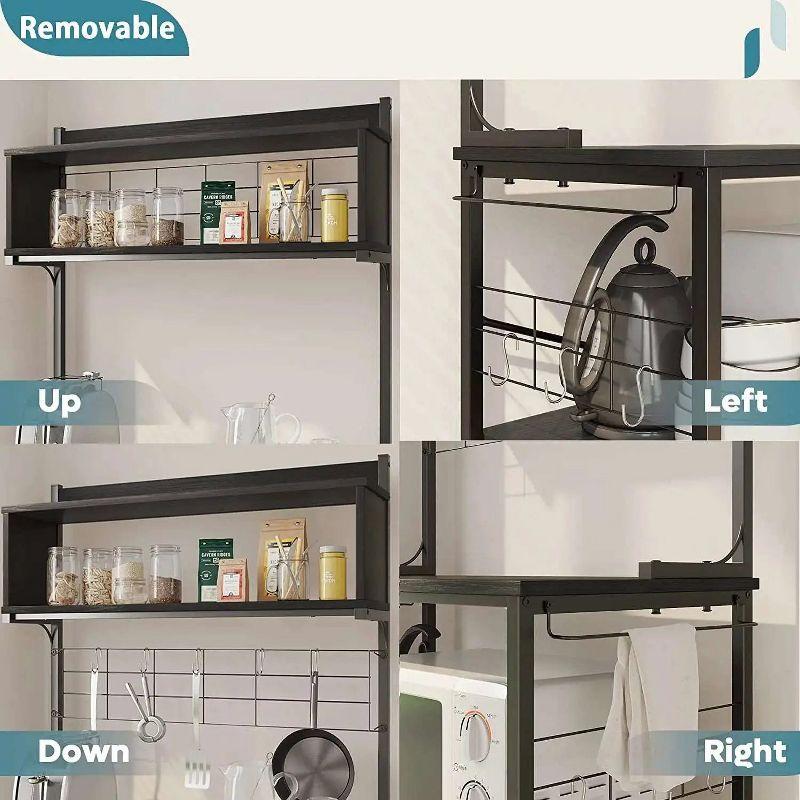 Bestier 5 Tier Microwave Stand, Coffee Bar Table with Storage for Small Space Kitchen 24in Light Oak
