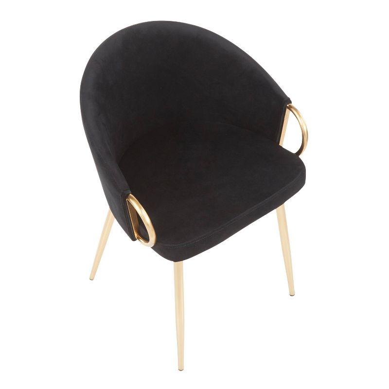 Claire Black Velvet Upholstered Low Arm Chair with Gold Metal Frame