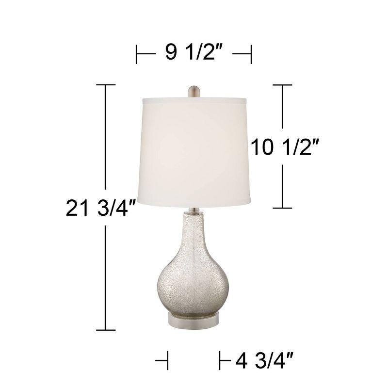 360 Lighting Ledger Modern Accent Table Lamps 21 3/4" High Set of 2 Mercury Glass with USB Charging Port Off-White Drum Shade for Family Office Desk