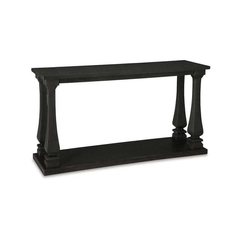 Wellturn Black Wood Sofa Table with Lower Shelf