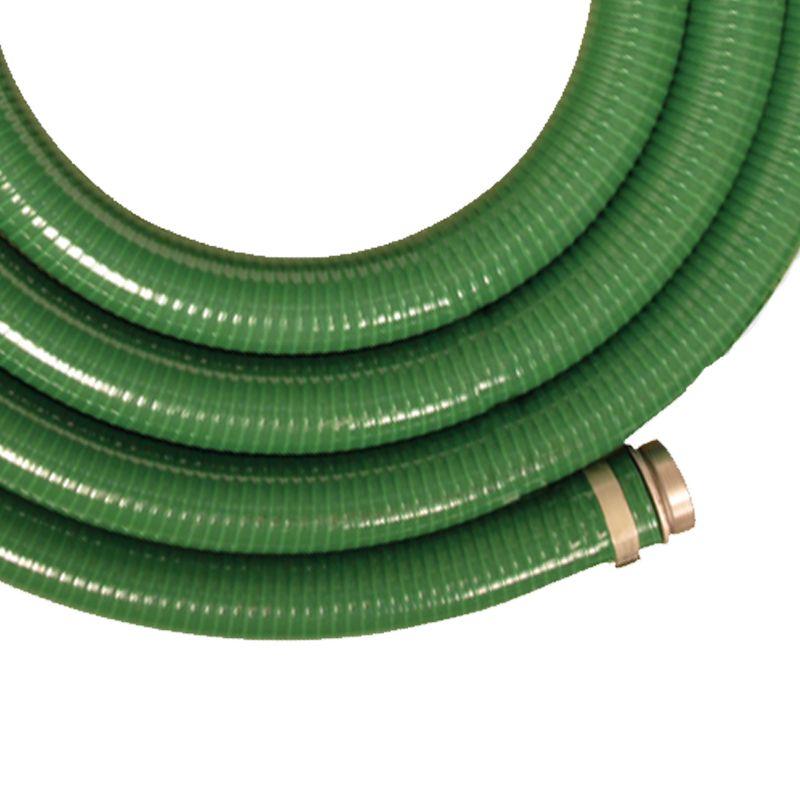 Apache 98128035 2-inch Diameter 15 Foot 60 psi Flexible PVC Water Fuel Chemical Suction Discharge Hose with Aluminum Quick-Connection Fittings, Green