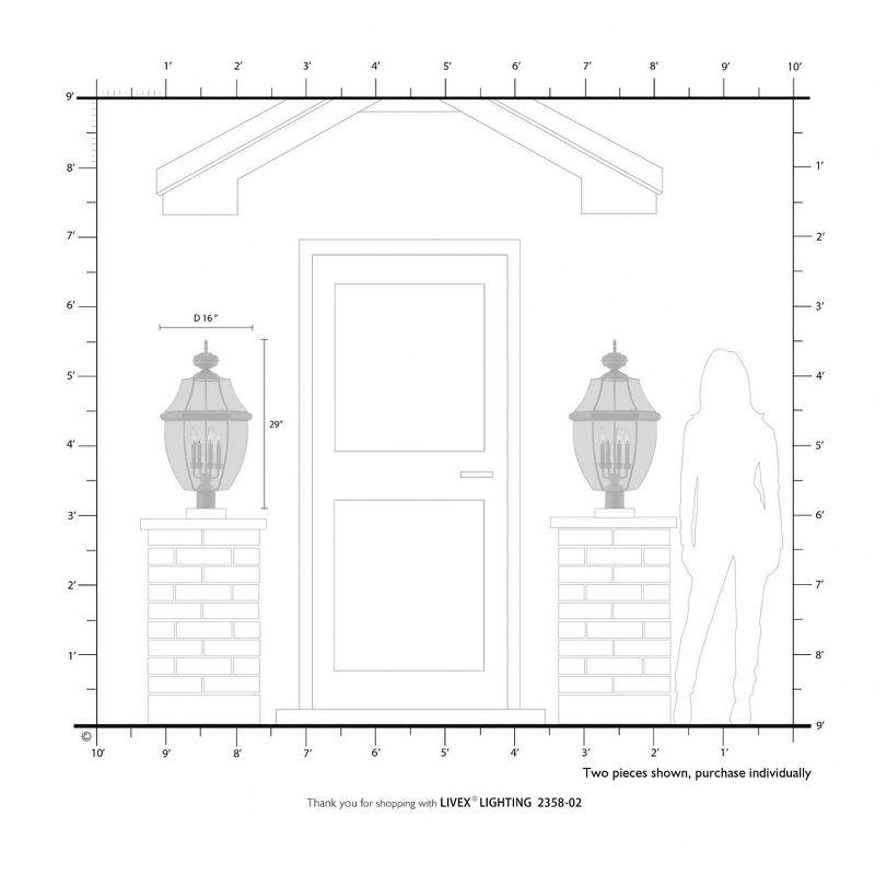 Lighting Lumens 4 Light Outdoor Post Lantern Pendant Lighting Fixture - Clear Beveled Glass Shade