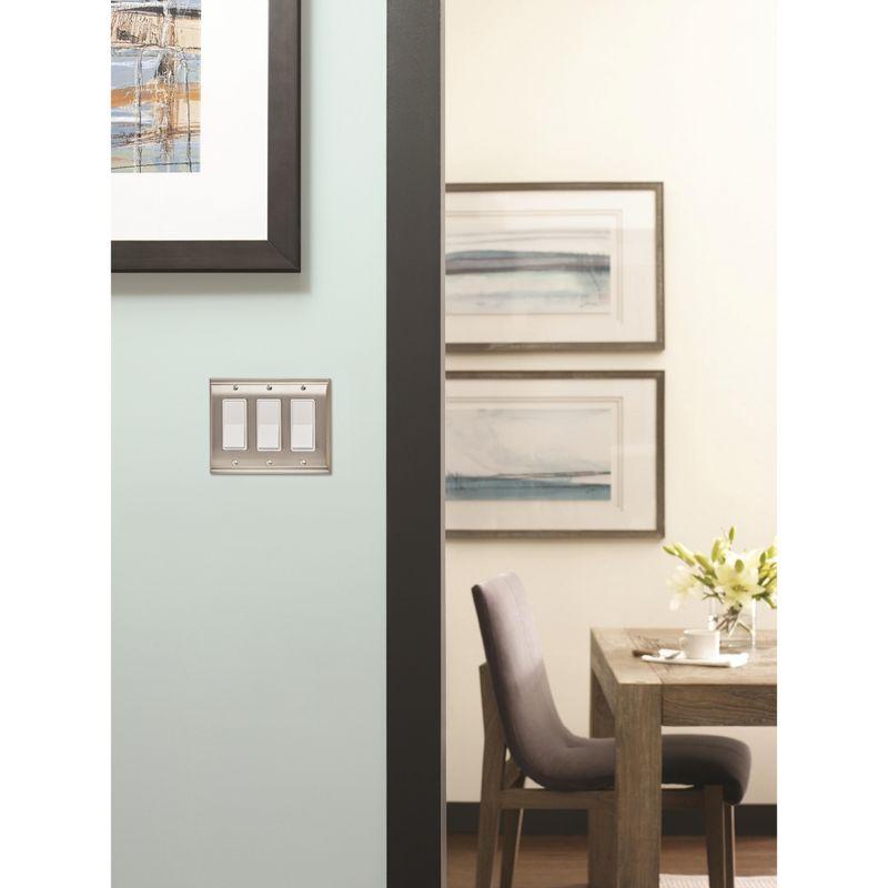 Satin Nickel 3 Rocker Decorative Light Switch Wall Plate