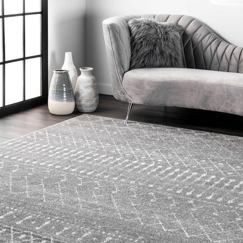 Nuloom 10 Square Moroccan Blythe Indoor Area Rug, Dark Grey, Faded Bohemian Design, Stain Resistant, BedroomLiving Room, Kitchen,