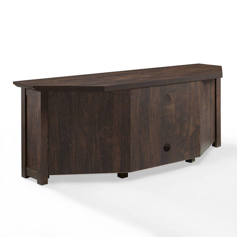 Dark Walnut 58'' Corner TV Stand with Cabinets