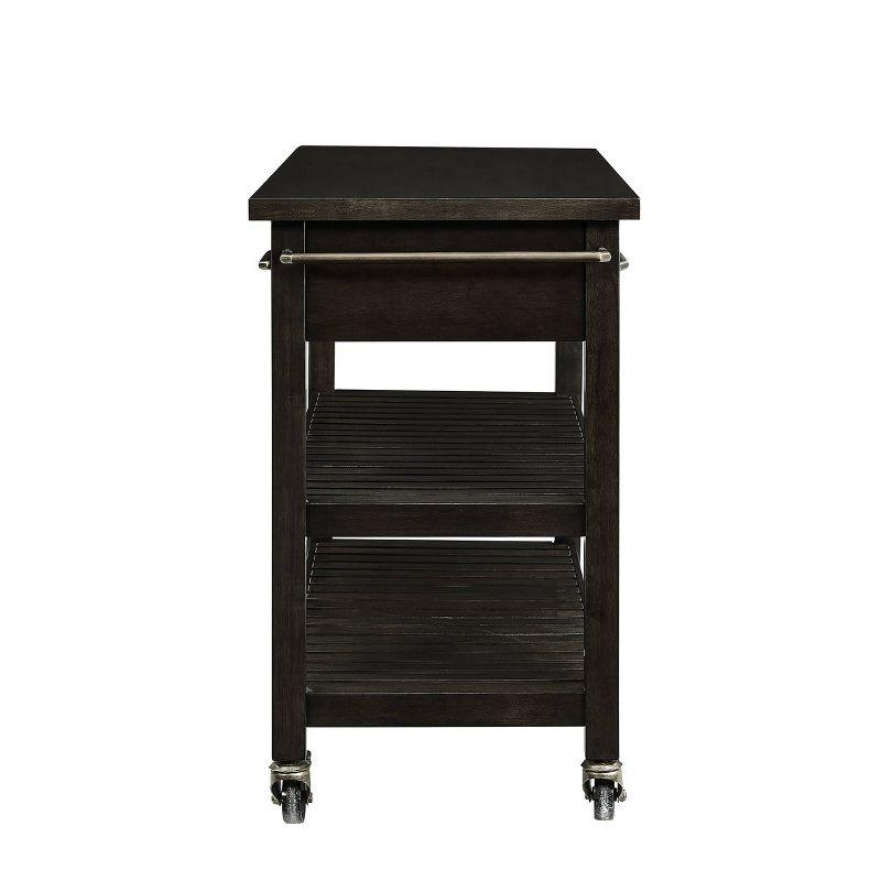 Havelock Rolling Kitchen Island Dark Tobacco - Holly & Martin: Wood Veneer, Rubberwood Frame, 2 Shelves