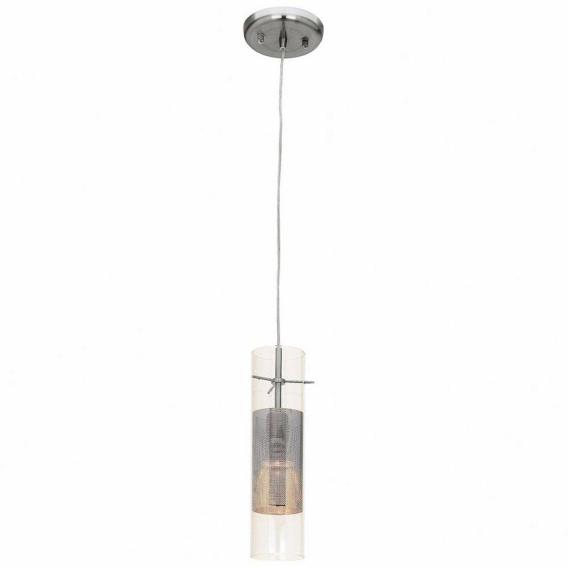 Urban Loft 12" Mini Pendant in Brushed Steel with Clear Glass