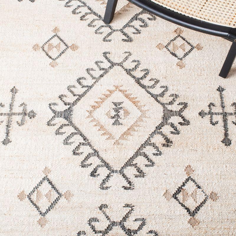 Kilim KLM762 Flat Weave Accent Rug - Ivory/Black - 3'x3' - Safavieh