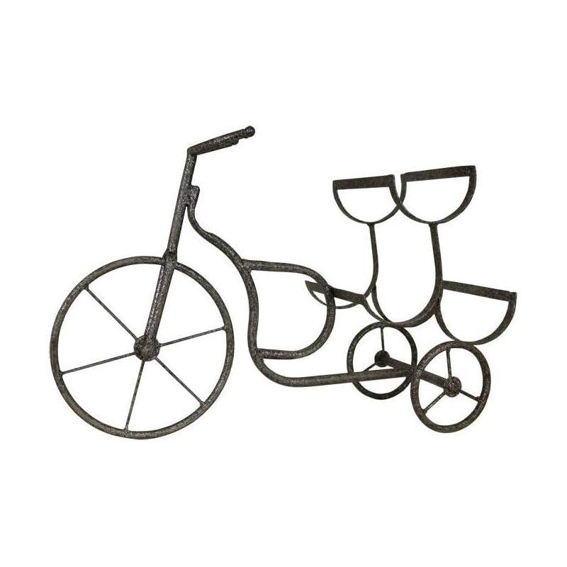 LIVEVIE Classic Vintage Bike Delivery Style Wine Rack Freestanding Wine Holder for 3 Bottles - Countertop Tabletop Wine Organizer