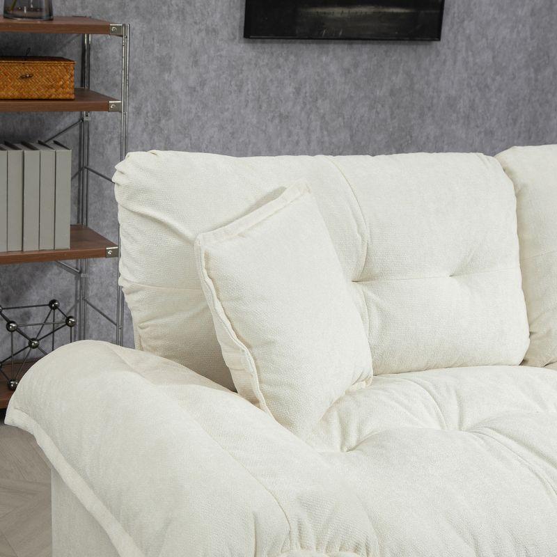 84"W Chenille Upholstered Sofa, Deep Seat Loveseat Couch with 2 Throw Pillows & Memory Foam, Beige - ModernLuxe