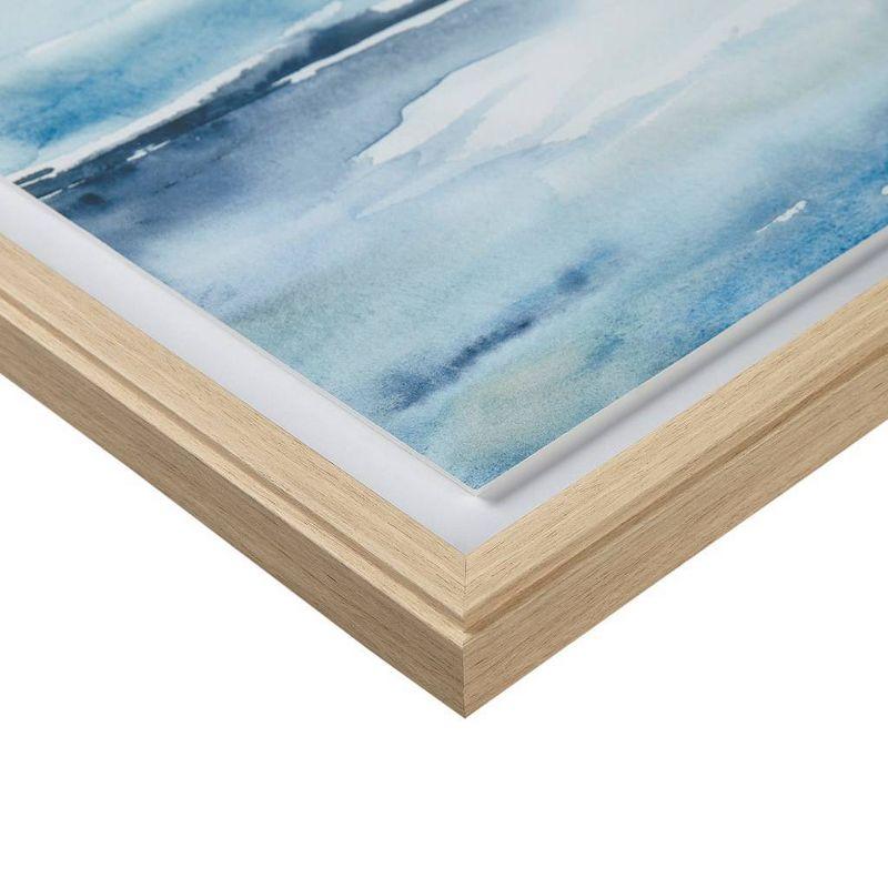 Sparkling Sea Framed Glass and Single Matted Abstract Landscape Coastal Wall Art Blue - Madison Park: Nautical Decor, Polystyrene Frame