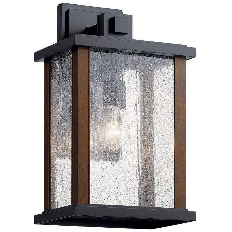 Marimount 17" Black and Wood Outdoor Wall Light with Clear Glass