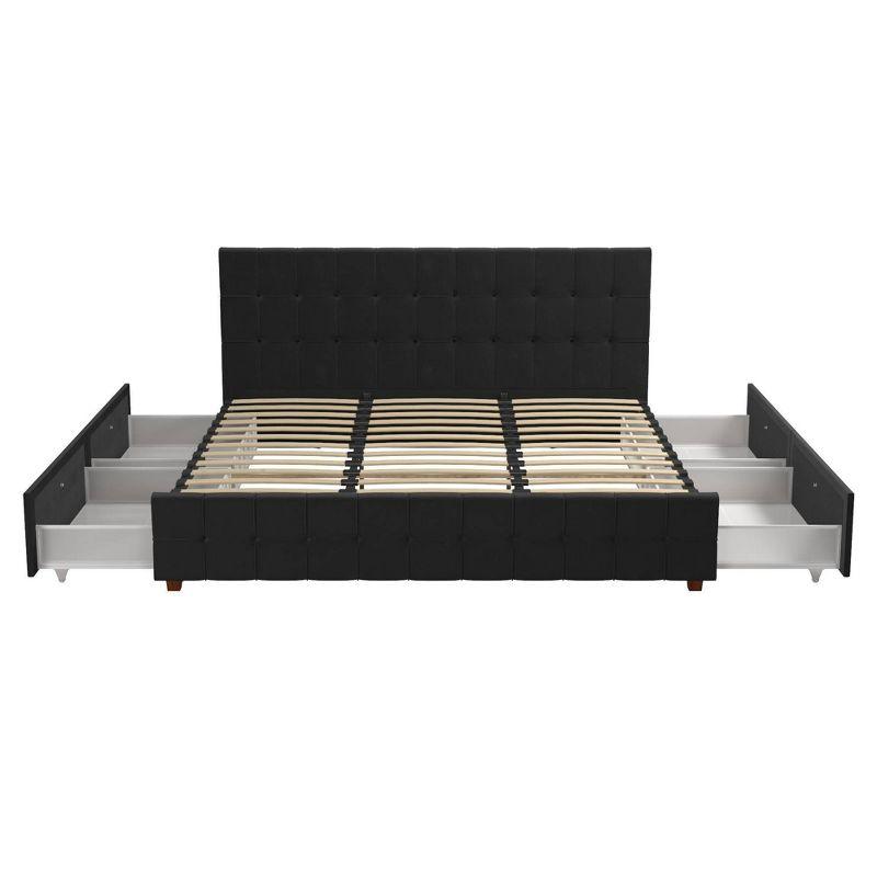 Elizabeth Tufted Upholstered Low Profile Storage Platform Bed