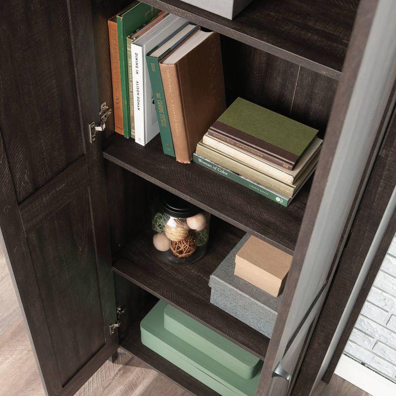 Tall Dark Brown MDF Living Room Cabinet with Adjustable Shelving