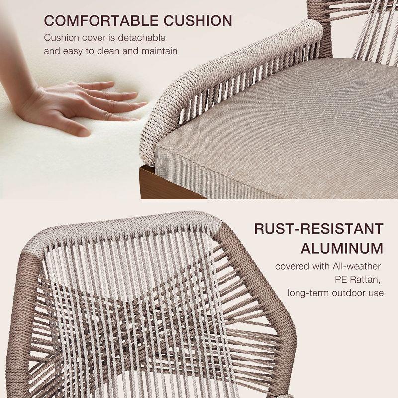 George Oliver 2 Pack Counter Height Bar Stools , Sponge Outdoor High Stool Set, Home Back Dining Chair With Backrest And Arm-Gray