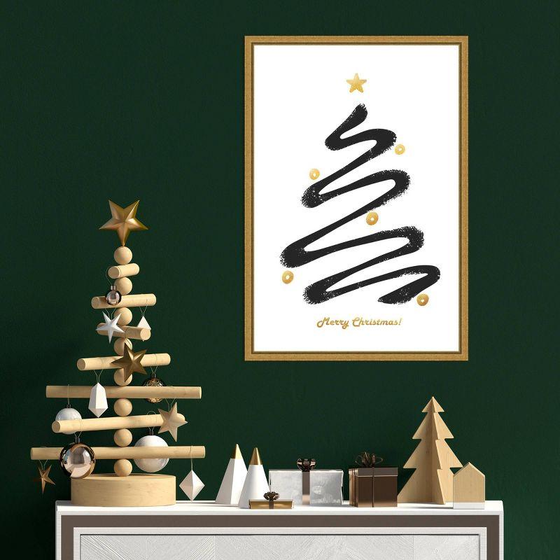 Minimalist Black and Gold Christmas Tree Canvas Print