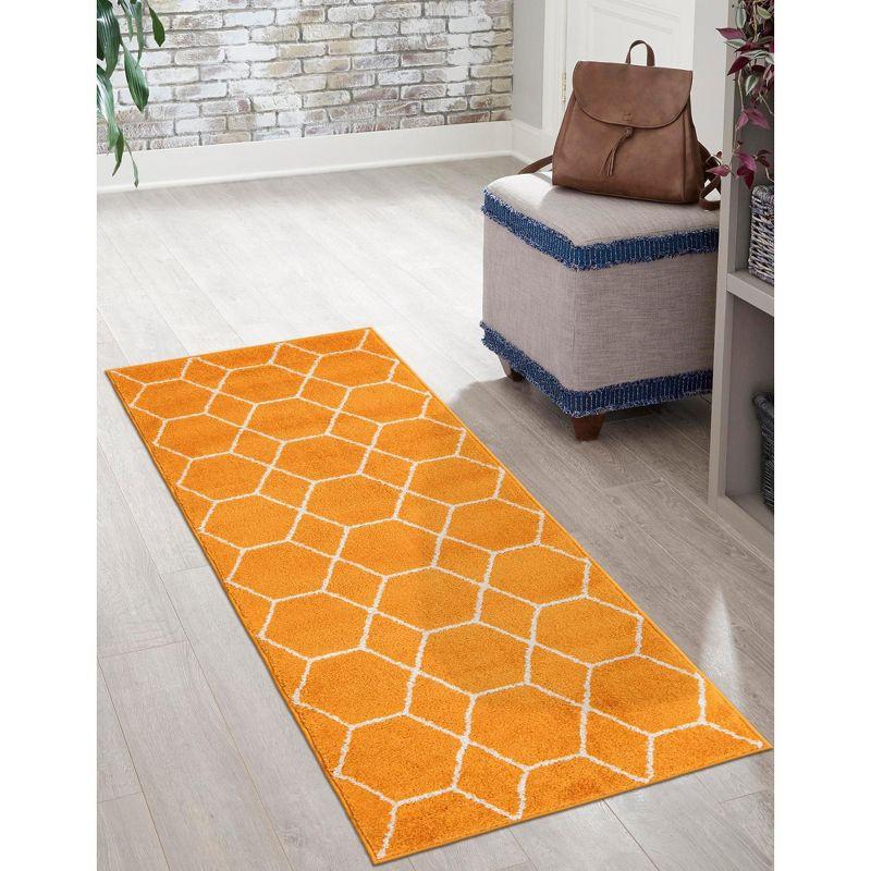Unique Loom 2' 0 x 8' 8 Trellis Frieze Geometric Orange Area Rug