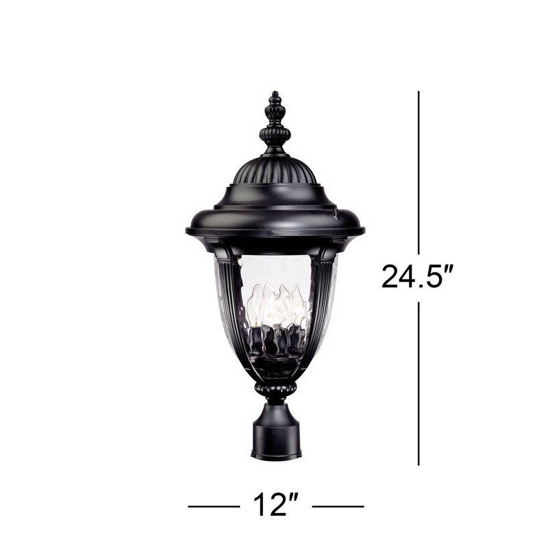 John Timberland Bellagio Vintage Rustic Outdoor Post Light Textured Black 24 1/2" Clear Hammered Glass for Exterior Barn Deck Post Light House Porch